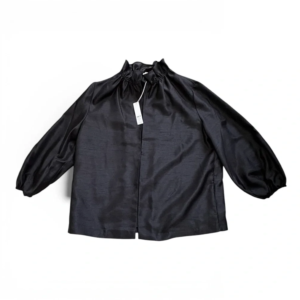 Chico’s Black Dressy Topper Jacket – Ruffle Collar | NWT | Size 3 (16/18) - Picture 5 of 12